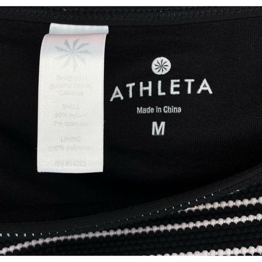 Athleta Stripe Saharatie Black White Women’s Medium Tie Bikini Bottom Swimsuit - Picture 4 of 4